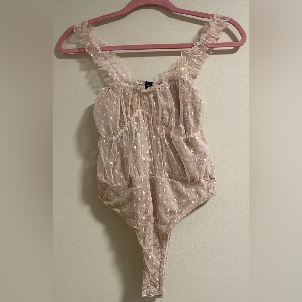 Pretty Little Thing Sheer Polka Dot Bodysuit